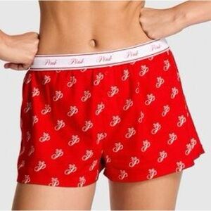 $30 Victoria's Secret Pink Pajama Red Logo Shorts XS NWT